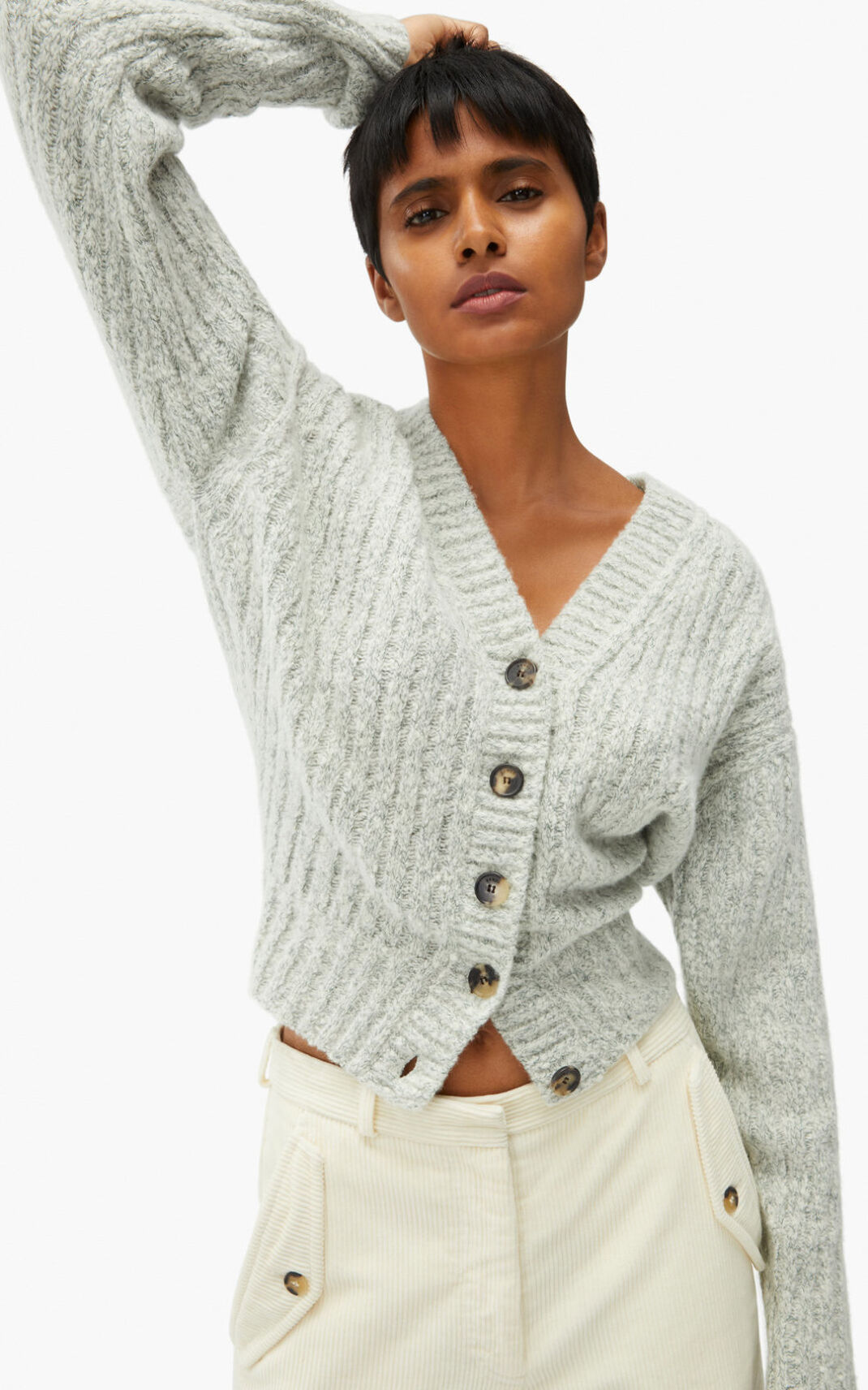 Sweat Zippé Kenzo Femme Ribbed in recycled cashmere Blanche IPXGO-9532